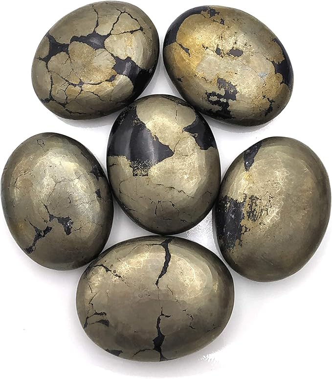 Amazing Gemstone Pyrite Crystals and Healing Stones - Large Palm Stone Crystals Piedra, Crystal for Good Luck, Positive Energy, Meditation - Unique Stocking Stuffers and Birthday Gifts for Women, Men