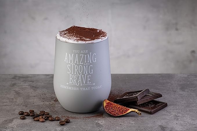 DIVERSEBEE Inspirational Thank You Gifts for Women, Best Friend, Mom, Wife, Girlfriend, Coworker, Nurse, Encouragement Birthday Wine Gifts - Insulated Wine Tumbler Cup with Lid (Glacier Gray)