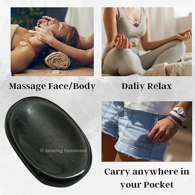 Amazing Gemstone Black Tourmaline Worry Stone, Healing Crystals - Piedra Crystal Fidget for Gift, Meditation, Calming, Relaxation, Stress Relief