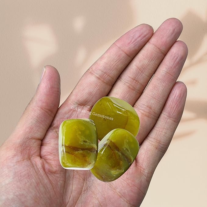 Amazing Gemstone Green Opal Crystals and Healing Stones Tumbled - 1 oz Green Opal Stone Gem Stones, Natural Healing Stones for Energy Balance, Stress Relief - Premium Polished Gems Rocks