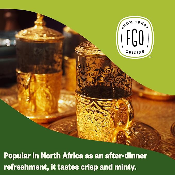 FGO Organic Moroccan Mint Green Tea, 100 Count, Eco-Conscious Tea Bags, Resealable Bag, Packaging May Vary (Pack of 1)