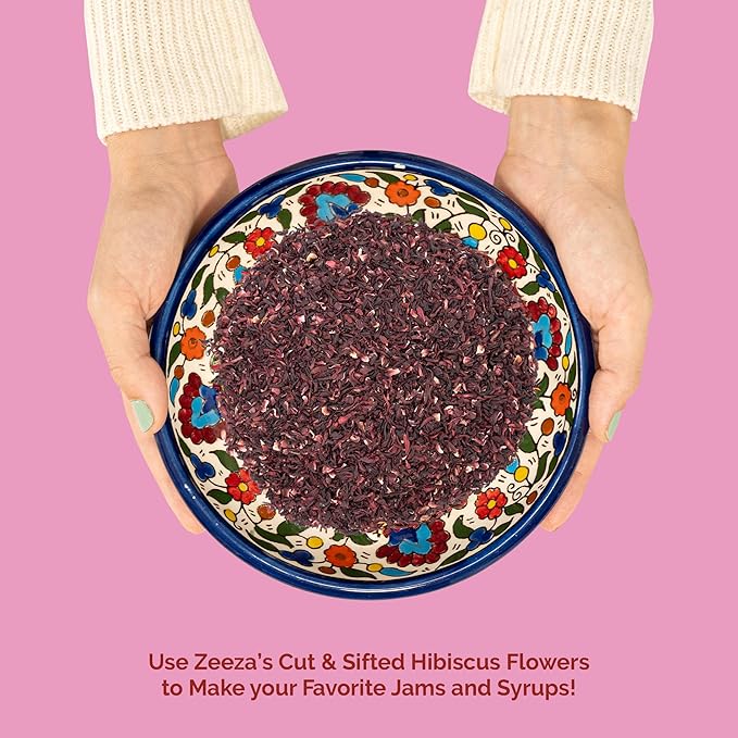 Zeeza Hibiscus Tea, 1LB, Organic Hibiscus Flowers from Egypt - Cut & Sifted - Loose Leaf Tea - Ideal for Agua Fresca, Iced Tea, & Karkadé