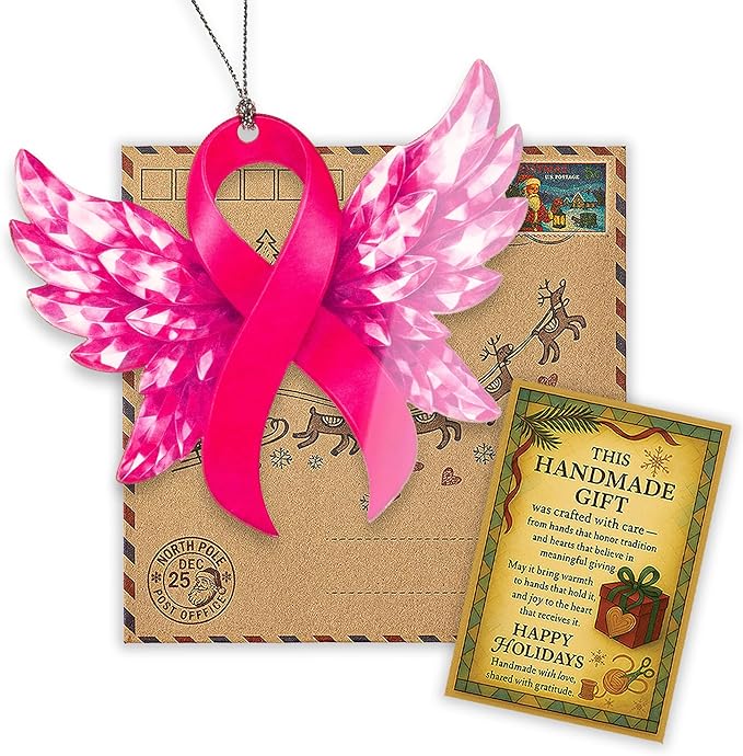 Breast Cancer Awareness Ornament – Pink Ribbon Gifts | Survivor Ornament + Memorial Keepsake – Breast Cancer Christmas Ornament 2025 – Christmas Ornament 2025