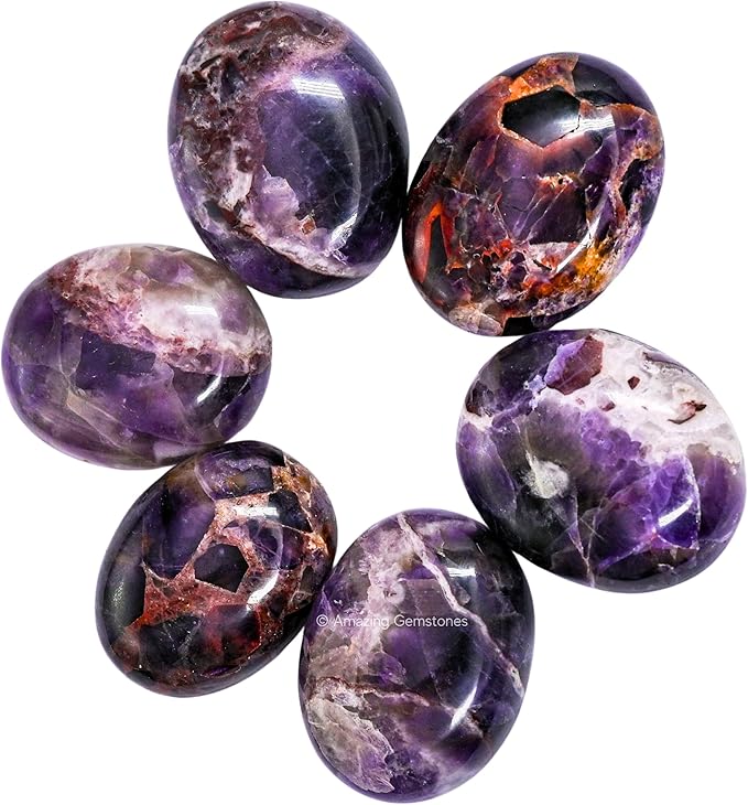 Dreamy Amethyst Crystals and Healing Stones - Large Palm Stone Crystals Piedra - Crystal for Good Luck, Positive Energy, Meditation - Unique Stocking Stuffers and Birthday Gifts for Women, Men