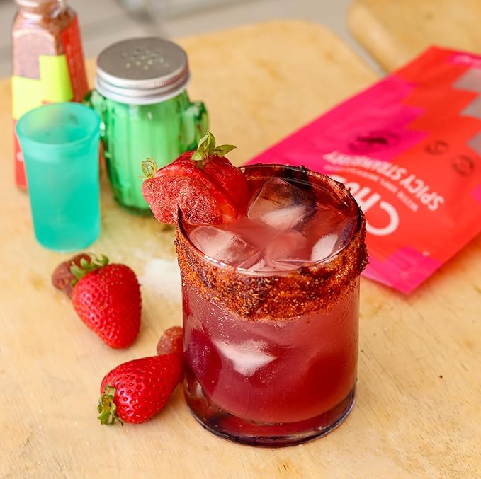 CHUZA Spicy Dried Strawberries, Mexican Snacks Chili Strawberry Dried Fruit, Spicy Mexican Candy for Adults and Children, Natural Dried Strawberries-2 Pack