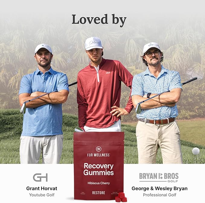 For Wellness Recovery Gummies Restore | Tart Cherry Energy Supplements with Electrolytes for Muscle Soreness, Post-Workout Performance & Recovery | Vegan, Non-GMO, 30 Count