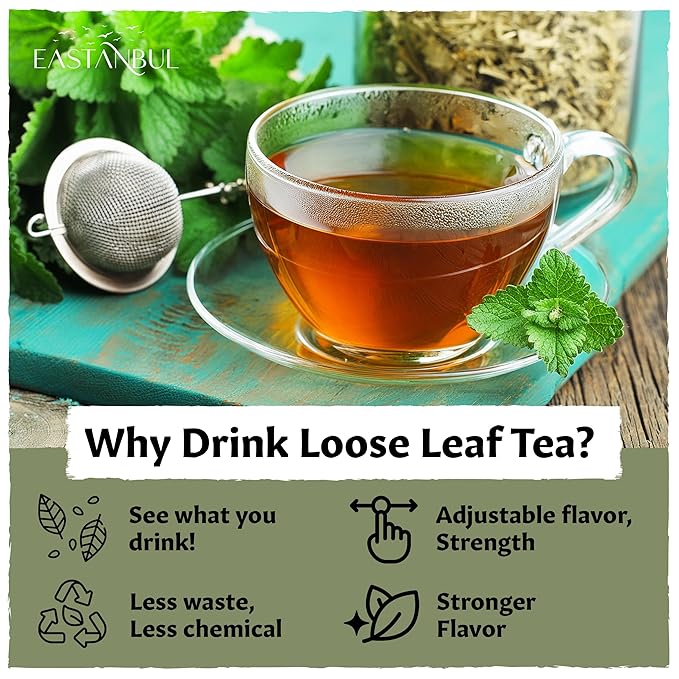Eastanbul Lemon Balm Leaf, 1.4oz Lemon Balm Tea Loose Leaf & Pure, Melissa Tea, Te De Toronjil Morado, Dried Herb, Natural, No Caffeine, Natural, Vegan, Non GMO