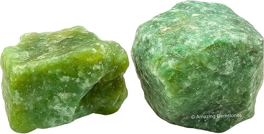 Amazing Gemstone Green Aventurine Raw Crystals and Healing Stones, Natural Rocks for Tumbling - DIY Raw Stones and Crystals, 2 Pieces