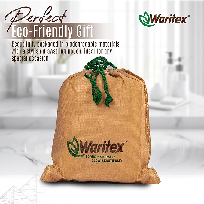 Waritex Egyptian Loofah Rectangular Body Scrubbers with Hand Strap, Exfoliating Bath Pads Made from Natural Egyptian Loofah Fibers, Gentle Deep Cleansing for Men and Women in Shower 3 Count (1 Pack)