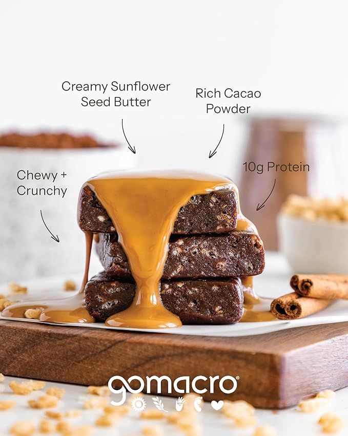 GoMacro MacroBar Organic Vegan Protein Bars - Sunflower Butter + Chocolate (2.3 Ounce Bars, 12 Count