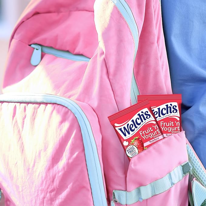 Welch's Fruit Snacks, Fruit 'n Yogurt Variety Pack, Strawberry, Mango Peach, Gluten Free, Bulk Pack, Single Serve, 0.7 oz Bags (Pack of 50)