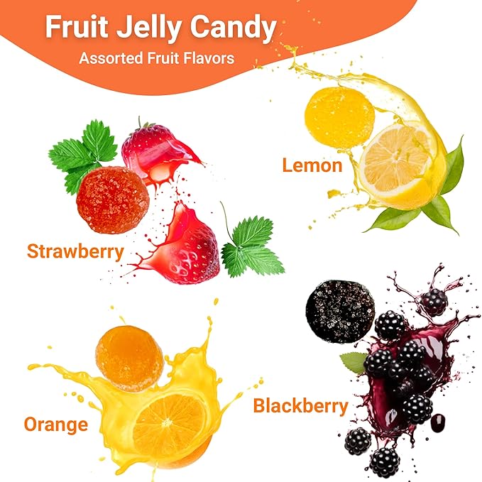 Bonelle Italian Fruit Jelly Candy - 1 Pound Bulk Bag (Approx 60 Pieces), Italian Candy, Jelly Candies Gluten Free & Vegan Individually Wrapped Treats
