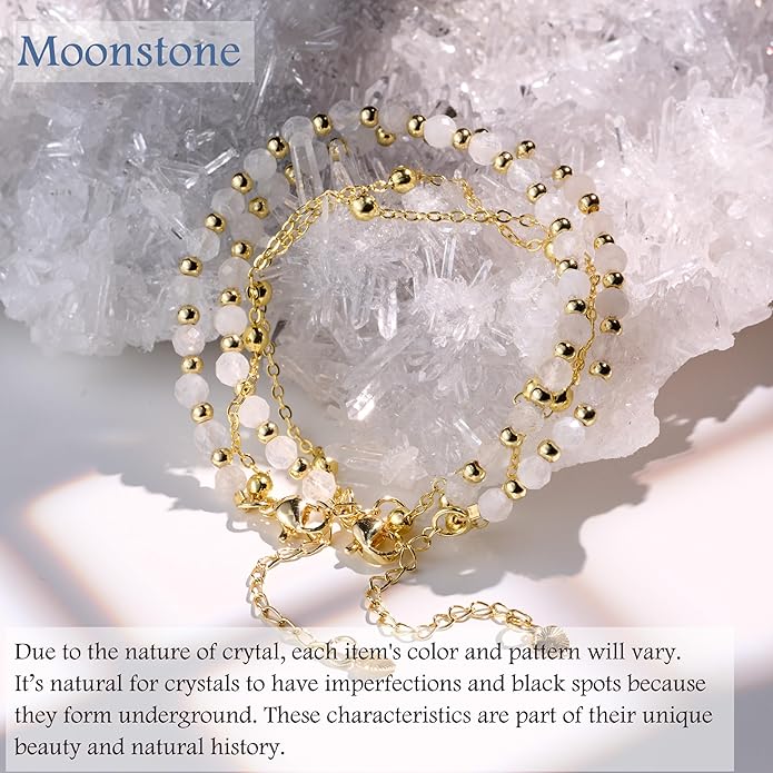 Farfume Crystal Bracelet Beaded Bracelets for Women 4mm Natural Stone Beads Gemstone Handmade Anxiety Jewelry Gifts