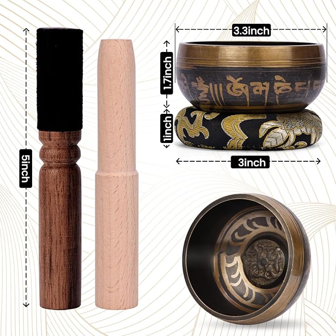 DomeStar Tibetan Singing Bowl Set, Authentic Handmade Meditation Bowl Stress Relief Yoga Set with Striker & Cushion for Sound Therapy, Chakra Healing, Spiritual Gatherings