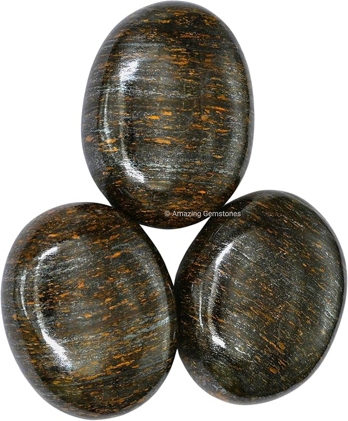 Amazing Gemstone Bronzite Crystals and Healing Stones - Large Palm Stone Crystals Piedra - Crystal for Good Luck, Balanced Positive Energy, Meditation - Unique Stocking Stuffers Gifts for Women, Men