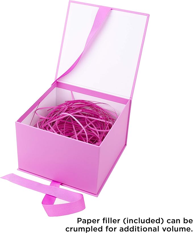 Hallmark Medium Gift Box with Lid and Shredded Paper Fill (Light Pink 7 inch Box) for Anniversaries, Bridal Showers, Bachelorette, Bridesmaids Gifts, Valentine's Day, All Occasion