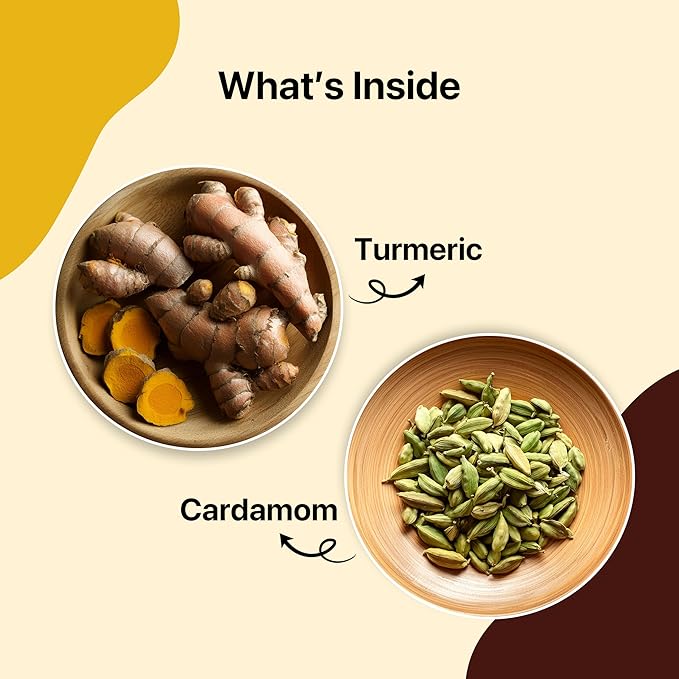 BLUE TEA - Turmeric Tea - Cardamom - 30 Count - Praymid Plant Based Tea Bag | CURCUMIN RICH - HERBAL BLEND | Herbal Tea - Caffeine Free - Gluten Free - Earthy Flavor | Reusable Tin Pack