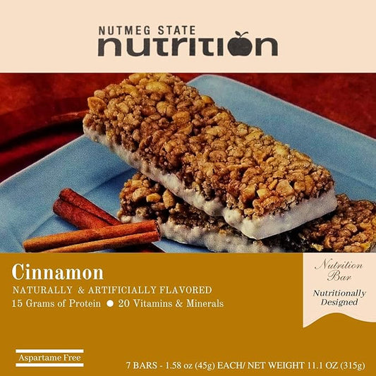 Nutmeg State Nutrition High Protein Bars, 7 Servings Per Box (1 Box (7 Servings), Cinnamon)