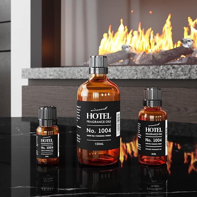 AirScent Hotel Diffuser Oil No. 1004 - White Tea, Oakmoss and Vanilla - Premium Fragrance Oil for Ultrasonic and Waterless Diffusers and Crafting - 30 mL, 1 fl oz Glass Bottle with Dropper