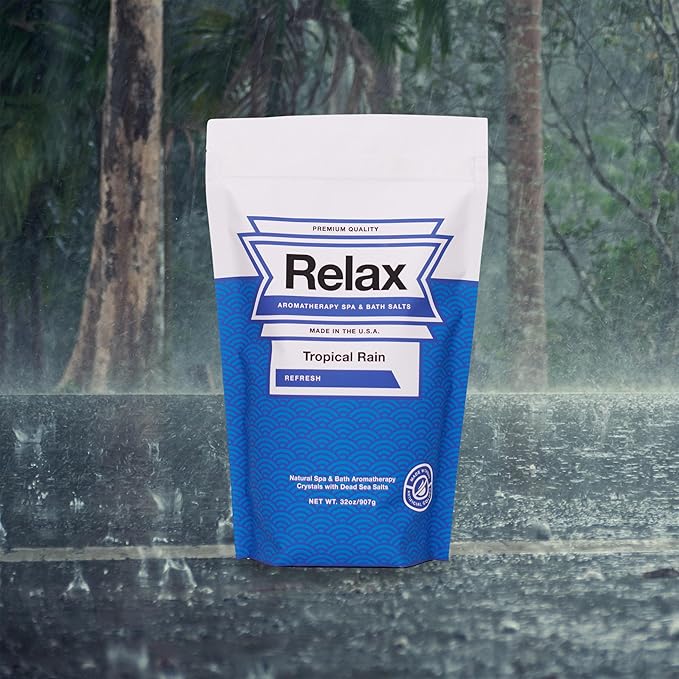 Relax Spa & Bath, Epsom & Dead Sea Salts, Aromatherapy Bath Salts for Hot Tub, Bath, or Spa, Infused with Magnesium, Tropical Rain Scent