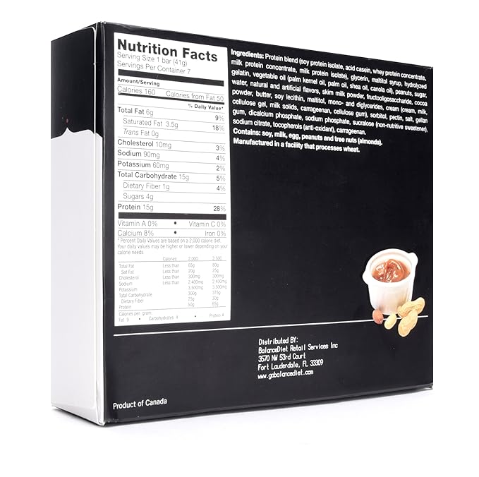 BalanceDiet™ | Protein Bar | 15g of Protein | Low Carb | 7 Bar Box (Caramel Nut)