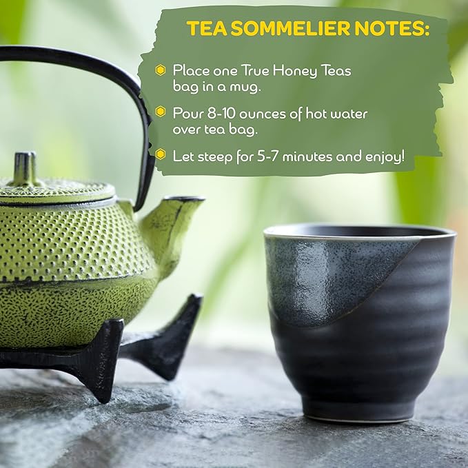 True Honey Green Tea Pods - Honey Crystals Blended in Every Tea Pod, Supports Heart Health, Excellent Antioxidants, All Natural, Organic, Herbal & Caffeine-Free, 22 Green Tea Pods