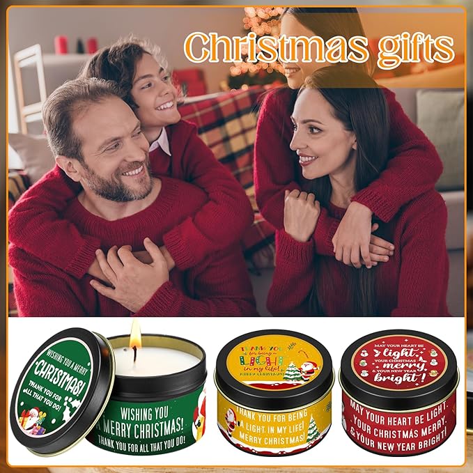 12 Pcs Christmas Scented Candles Gift for Women Aromatherapy Candle for Home Bulk Scented 3 oz Soy Wax Birthday Gift Christmas Presents for Mother Friend Wife Sister Xmas Decoration
