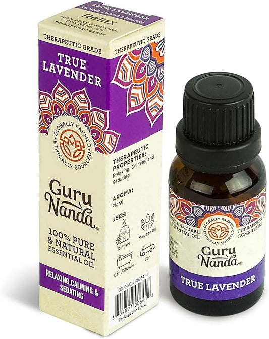 GuruNanda Lavender Essential Oil, 100% Pure, Natural & Undiluted Aromatherapy Oil for Diffusers, Massage & DIY Recipes, Aids Relaxation and Feeling of Calmness (0.5 FL Oz)