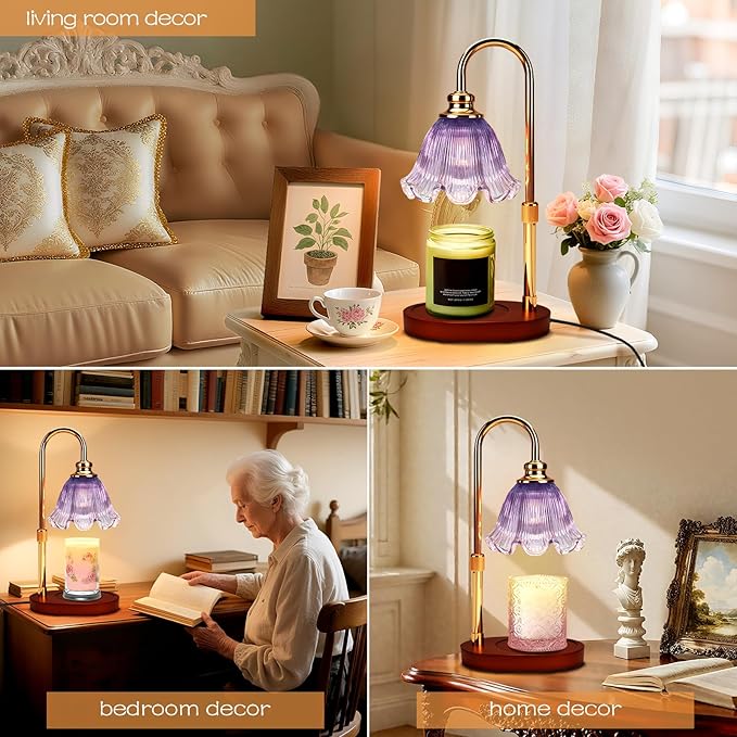 Adjustable Candle Warmer Lamp with Timer: Wax Warmer for Scented Wax Gifts for Women - Birthday Gifts for Women fits All Candle Jar, House Warming Gifts New Home Decor (Purple)