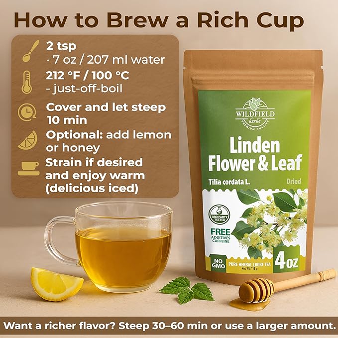 4 oz Linden Tea Dried Linden Flower Tea Blossom Herbal (Tilia Cordata) - 113g Herb Lipa Tila