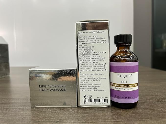 EUQEE Fig Fragrance Oil, Premium Fig Essential Oil 2.02 Fl oz with Glass Dropper for Diffusers, DIY Bath Bombs, Candle Making - 60ML