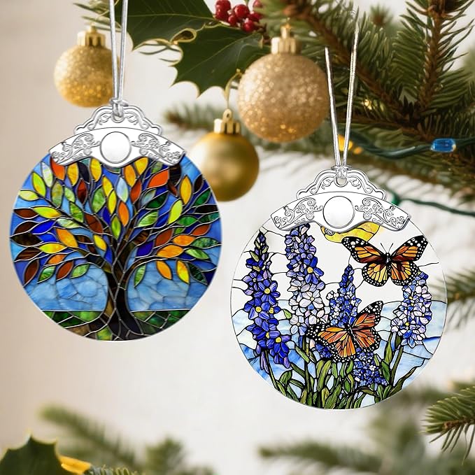 Lavender Butterfly Christmas Ornaments: Christmas Tree Ornaments, Holiday Decor for Flower Lover, Stocking Stuffers, Gift Ideas, Xmas Gifts & Gifts for Butterfly Lover