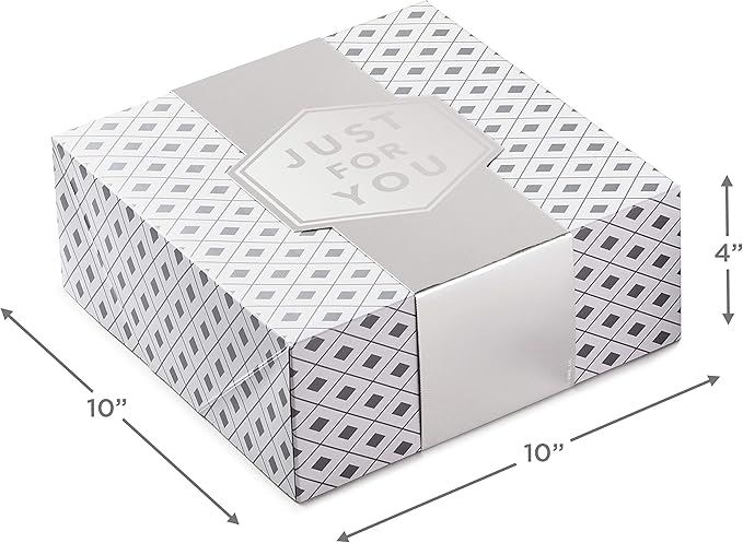 Hallmark 10" Large Gift Boxes with Wrap Bands (2-Pack: Silver and White, "Just For You") for Weddings, Graduations, Christmas, Birthdays, Wrapped Treats and Cookies