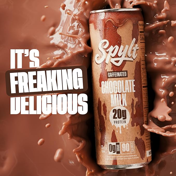 Spylt High Protein Milk - 6 Flavor Variety Pack with 60mg Caffeine & 20g Protein - 90 Calories, Ready to Drink, Sugar Free, Lactose Free Milk, Perfect for Workout Recovery & Afternoon Pick Me Up - 12 Count