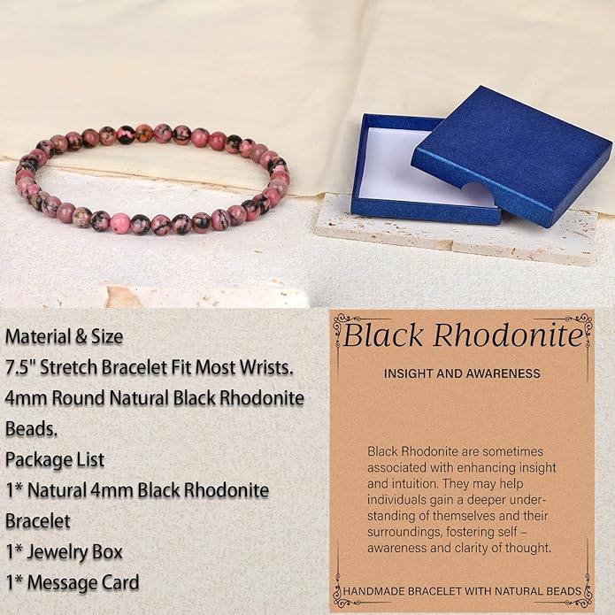 LPBeads Handmade Natural Gemstone Stretch Elastic Bracelet Healing Crystal Round Stone Beads Jewelry Gifts for Women Men