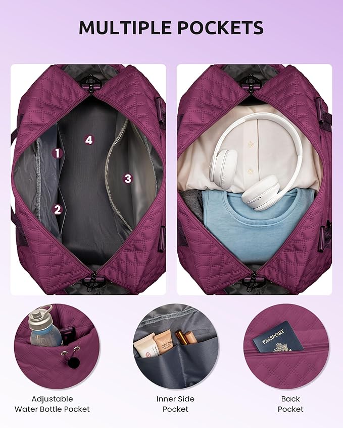 Bride To Be Gifts, Gifts for Women-Initial Travel Bag with Shoe Compartment, Personalized Weekender Bags, Monogram Overnight Bag for Women, Letter Travel Bags with Makeup Pouch (Letter I)