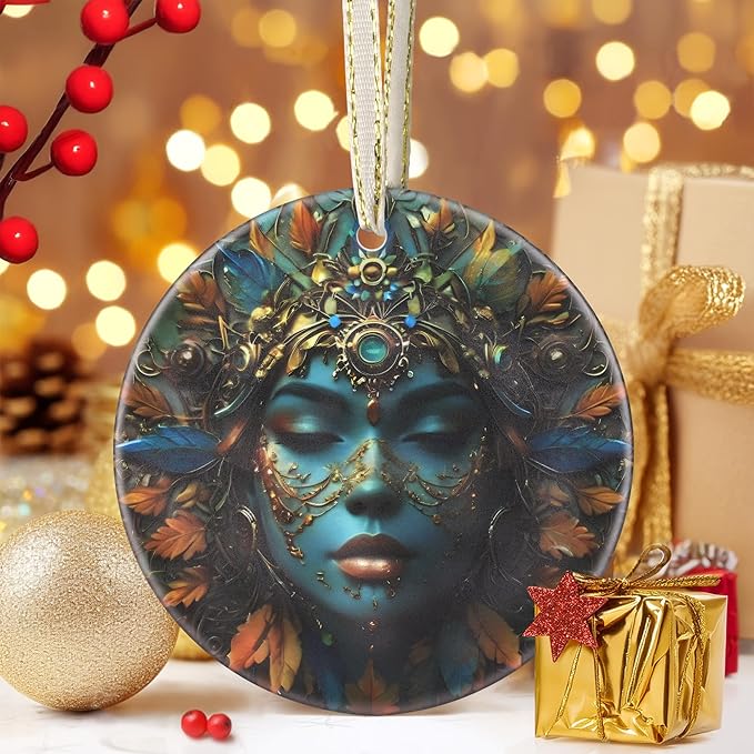 Hippie Theme Christmas Ornament - 3.5 Inch Ceramic Hanging Decoration for Christmas Tree, Gift Exchange or Holiday Presents