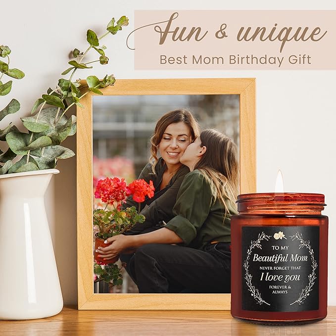Candle Gifts for Mom from Son Daughter - Best Mothers Day, Love You, Birthday Gift for Her - Aromatherapy Relaxing Candle for Women, New Mom - Natural Soy Wax Jasmine Jar Candle for Home