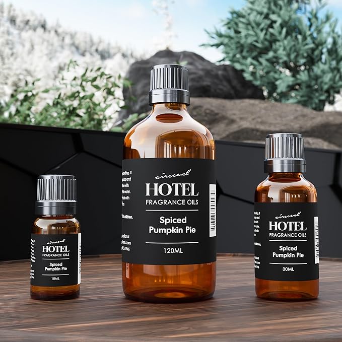 AirScent Spiced Pumpkin Pie Holiday Diffuser Oil - Premium Pumpkin Spice Holiday Fragrance Oil for Ultrasonic and Waterless Diffusers and Crafting - 10ml, .34 fl oz Glass Dropper Bottle