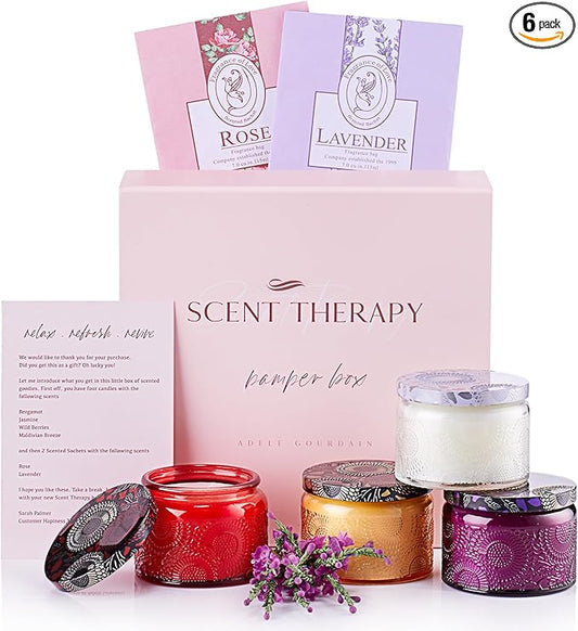 Aromatherapy Candle Set - 6-Piece, Multicolor - Stress Relief Scented Candles for Women - Bath Votives for Tub Relaxation