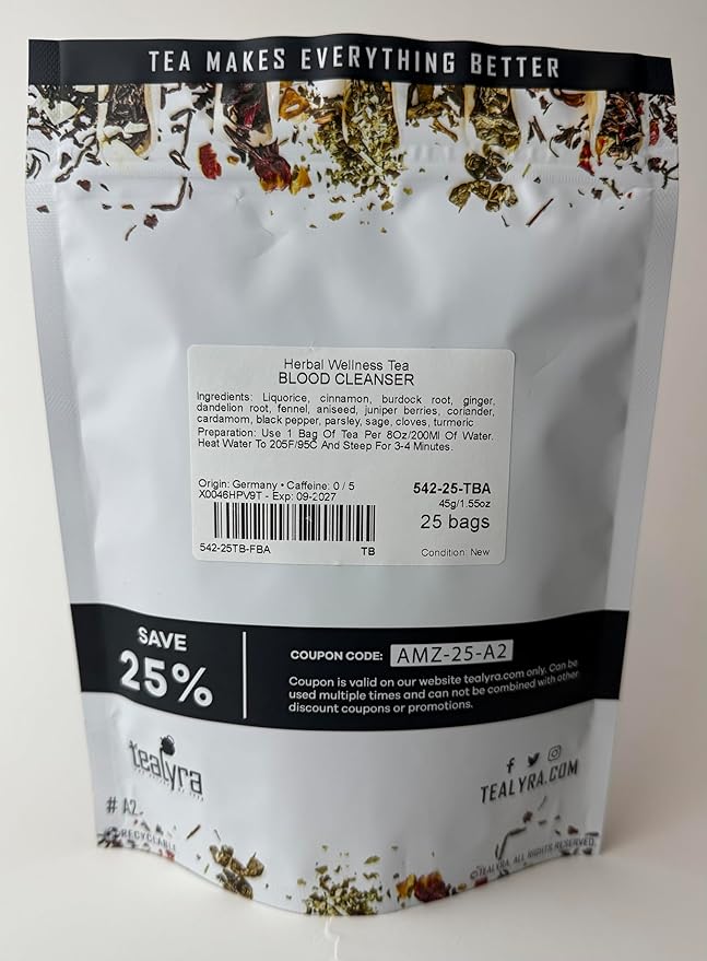 Tealyra - Blood Cleanser Tea - Wellness Detox - Health Tonic - Dandelion - Ginger - Loose Leaf Herbal Tea - Natural Cleanse - Diuretic Tea - Caffeine-Free - 112g (4-ounce)