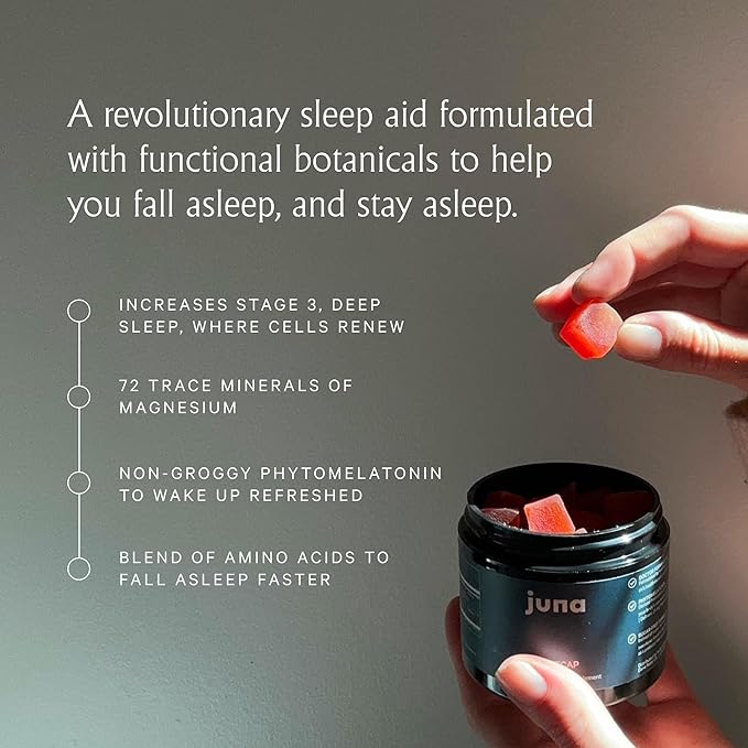 Juna Nightcap Sleep Gummies (2-Pack) – Sugar-Free, All-Natural Sleep Aid with Low-Dose Melatonin, Tart Cherry, GABA, Magnesium, Chamomile &