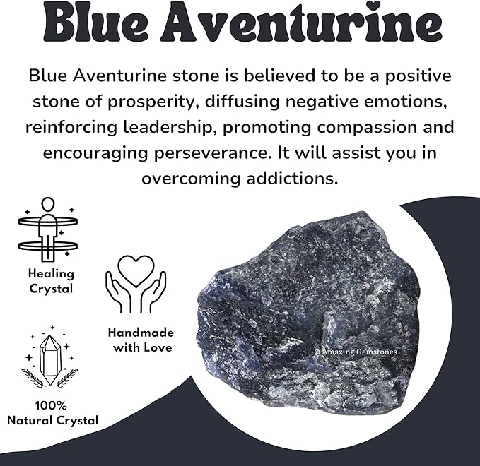 Amazing Gemstone Blue Aventurine Raw Crystals and Healing Stones, Natural Rocks for Tumbling and DIY Raw Stones and Crystals (5 Pieces)