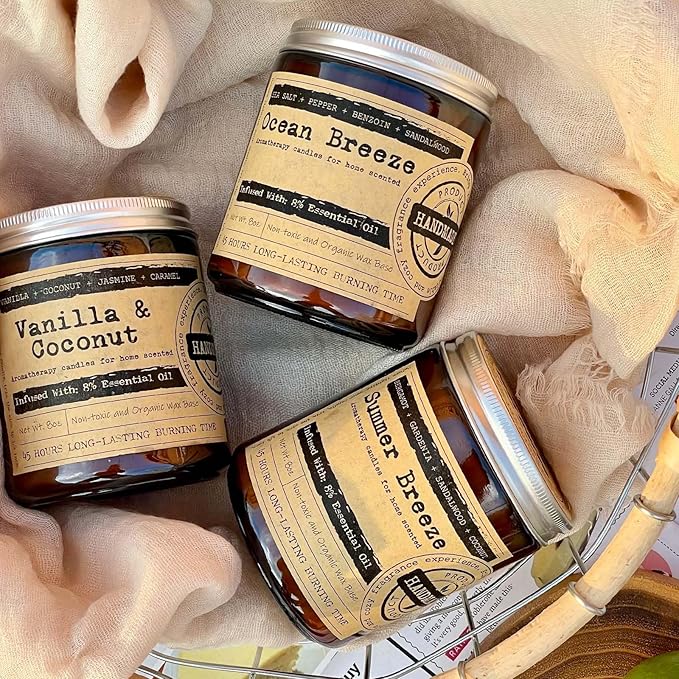 KOTKAS Lavender Eucalyptus Scented Candles - 8oz Natural Scented Soy Candles for Home Non Toxic Aromatherapy Lavender Candles Gifts for Women Bath Relaxing Calming Soothing Relaxation Stress Relief