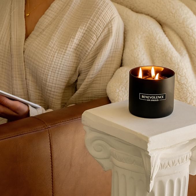 Benevolence LA 3 Wick Candle, Black Berries (Baies) Large Scented Candle | Soy Candles | Gifts for Women and Men | Home Fragrance | Aromatherapy | Bathroom Freshener 14.5 Oz, 45 Hour Burn