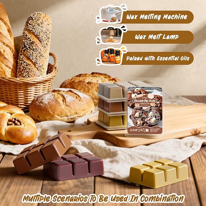 Bakery Scented Wax Melts, Holiday Scented Wax Melts, Strong Scented Soy Wax Cubes/Tarts for Warmer, Candle Wax Melts for Home, Roasted Coconut,Apple Cinnamon,Pumpkin Pie,Smores - 8x2.5oz