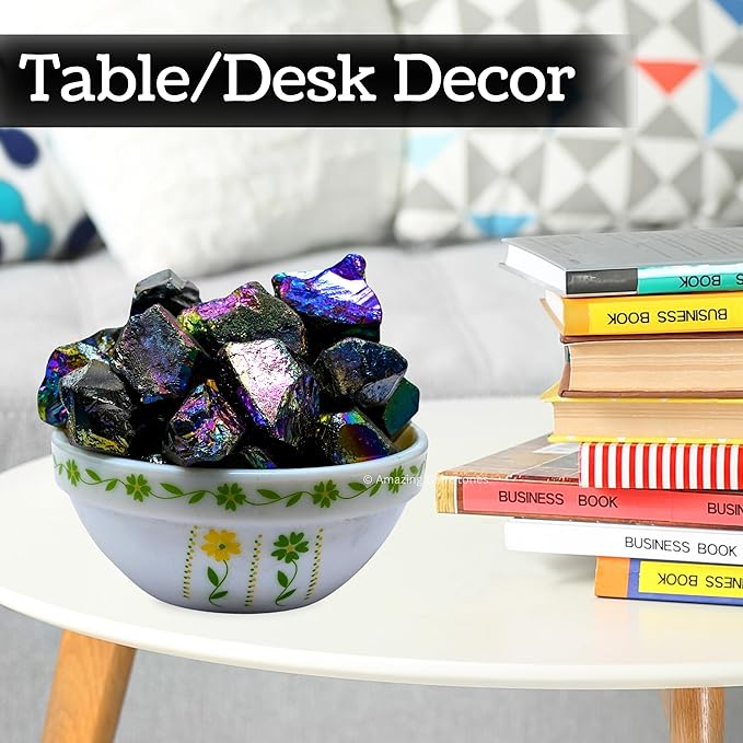 Amazing Gemstone 2 Pieces Titanium Aura Quartz Raw Crystals and Healing Stones, Natural Rocks for Meditation and DIY Raw Stones and Crystals