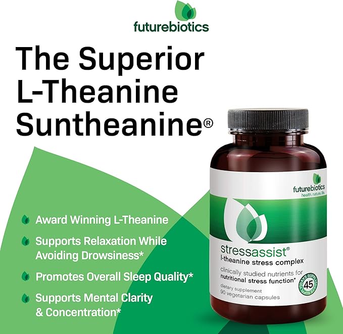 Futurebiotics Stressassist L-theanine Ashwagandha and Rhodiola Rosea Stress Complex - Natural Nutritional Stress Function, 90 Vegetarian Capsules