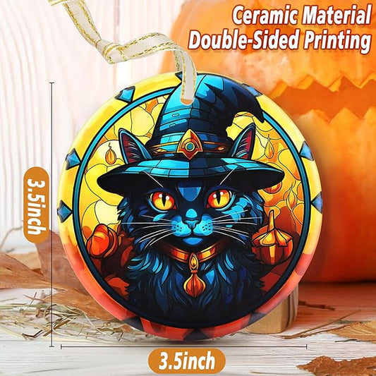Christmas 2025 Ornaments, Christmas Ornament Gift, Holiday Keepsake, Stocking Stuffers, Gift Ideas - Black Cat with Witch Hat