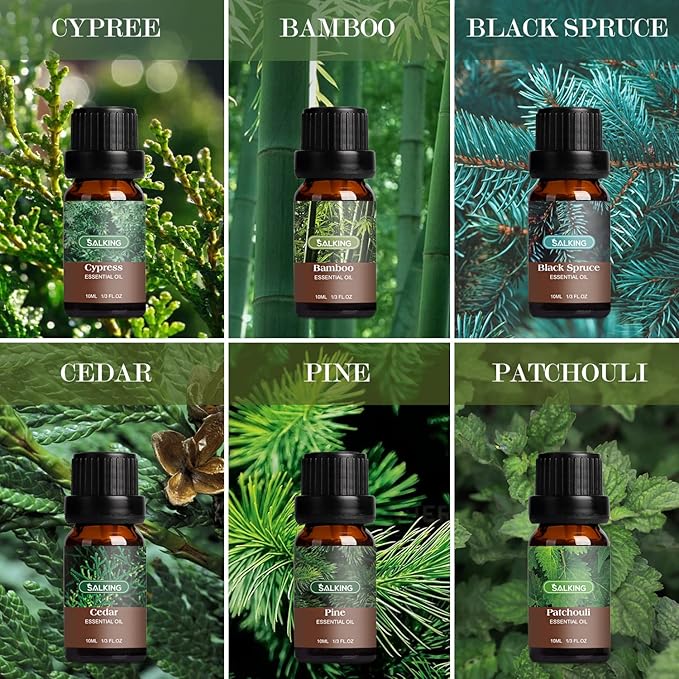 SALKING Woodsy Essential Oils Set for Men, Masculine Essential Oils, 12 x 10ml Natural Fragrance Essential Oils for Diffuser, Candle & Soap Making, Manly Essential Oil Gift for Husband